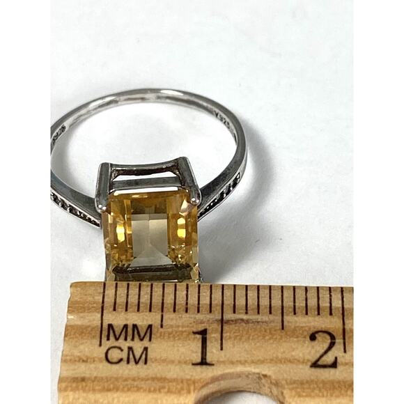 925 Sterling Silver Ring Citrine Rectangular 2.12g Size 7 - Picture 4 of 16